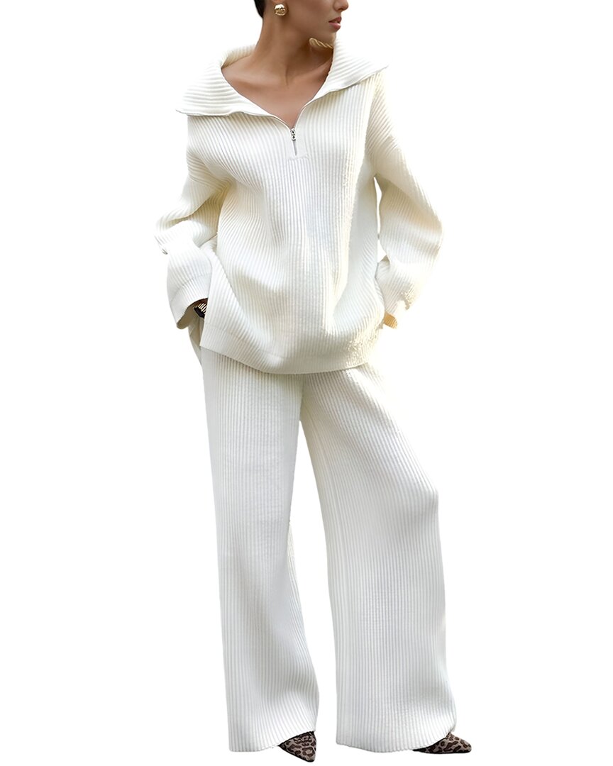 Enjoy Petra 2pc Sweatshirt & Pant Set In White