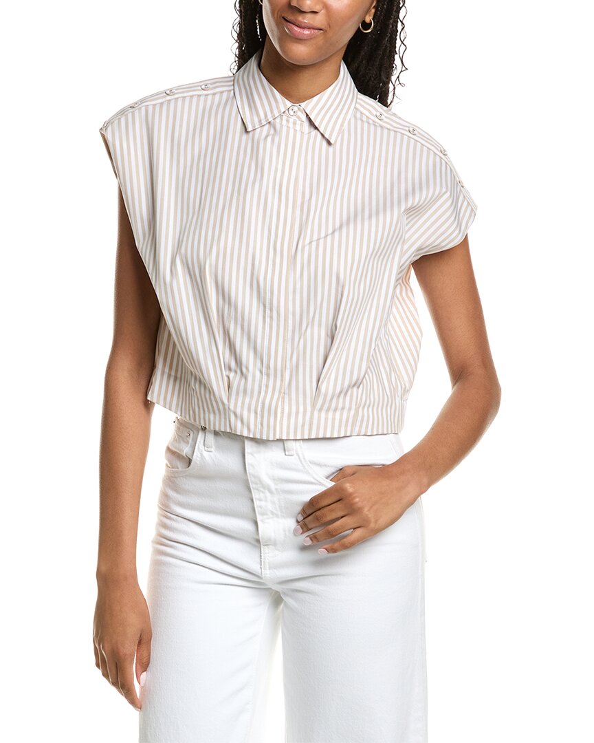 Kenneth Cole Crop Shirt In Brown