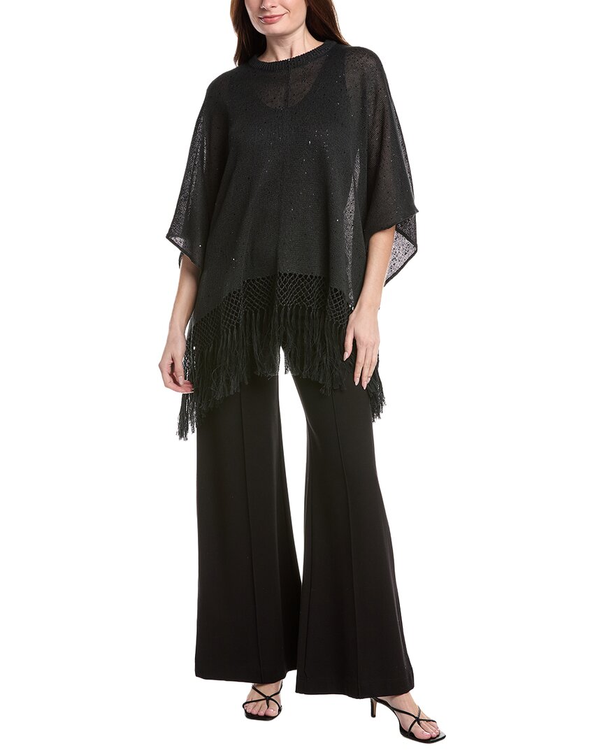 Brunello Cucinelli Linen & Silk-blend Poncho In Grey