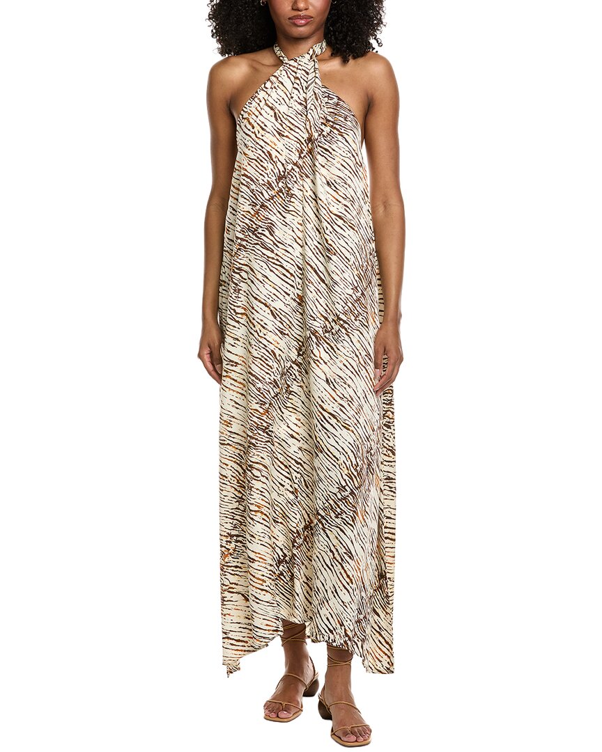 Elan Halter Maxi Dress In Gray