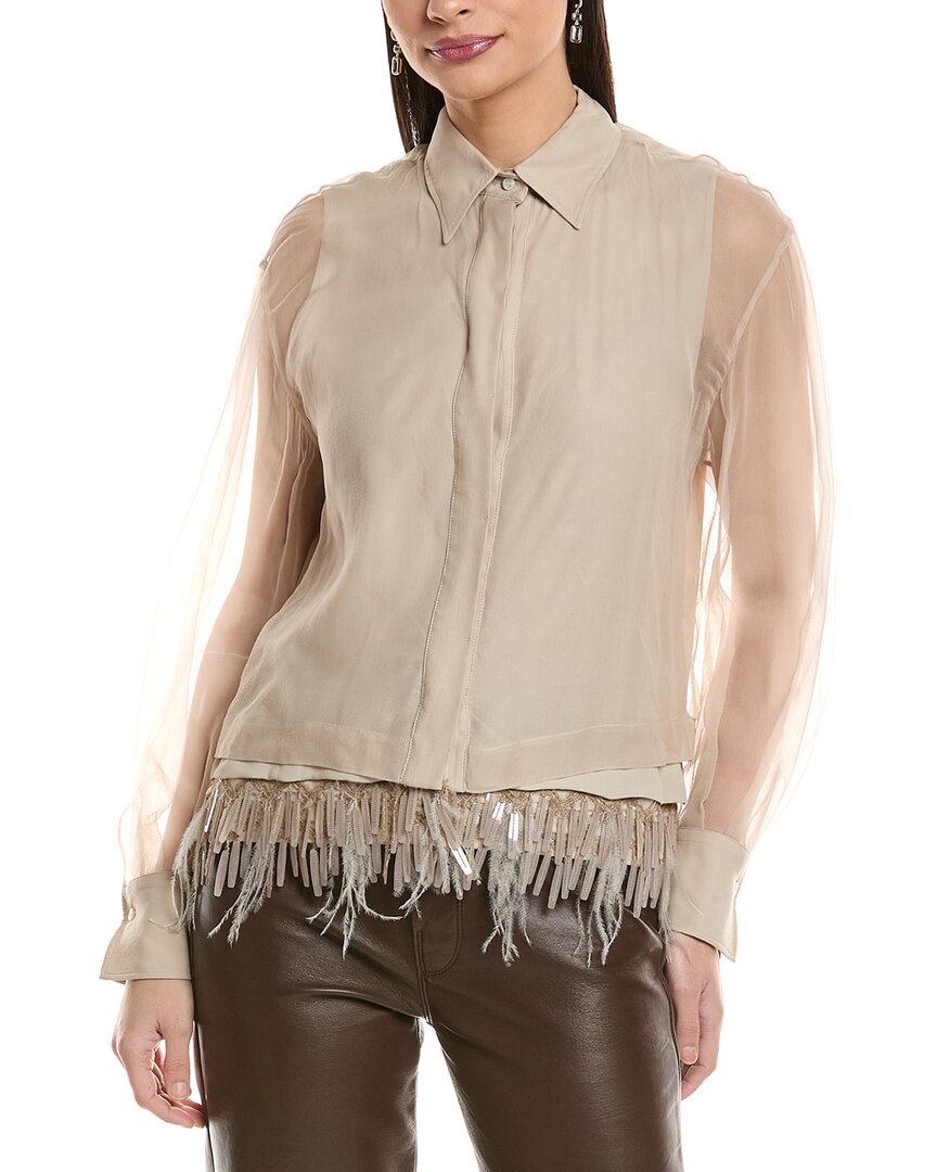 Brunello Cucinelli Silk Blouse In Brown