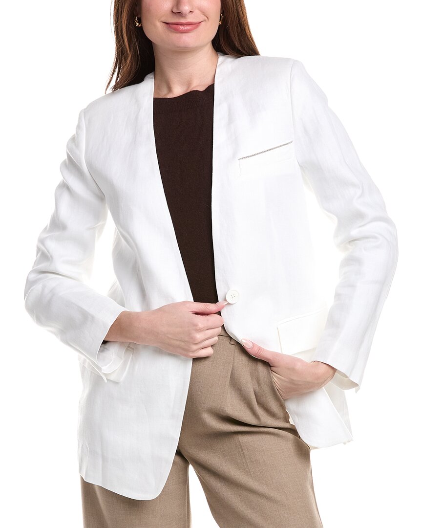 Peserico Linen Blazer In White