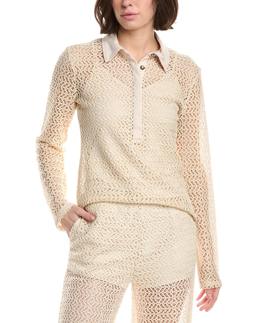 Rag & Bone Liv Mesh Polo In White