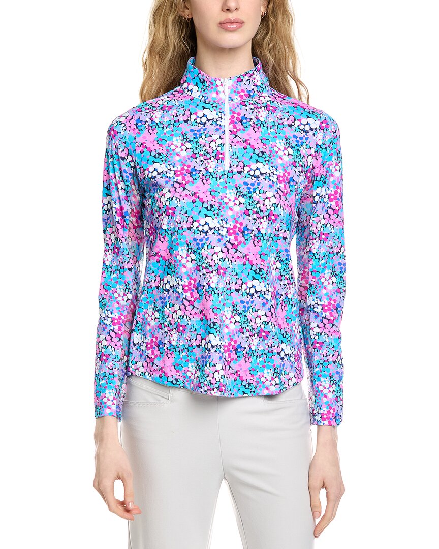 Ibkul Long Sleeve Mock Neck Top In Blue