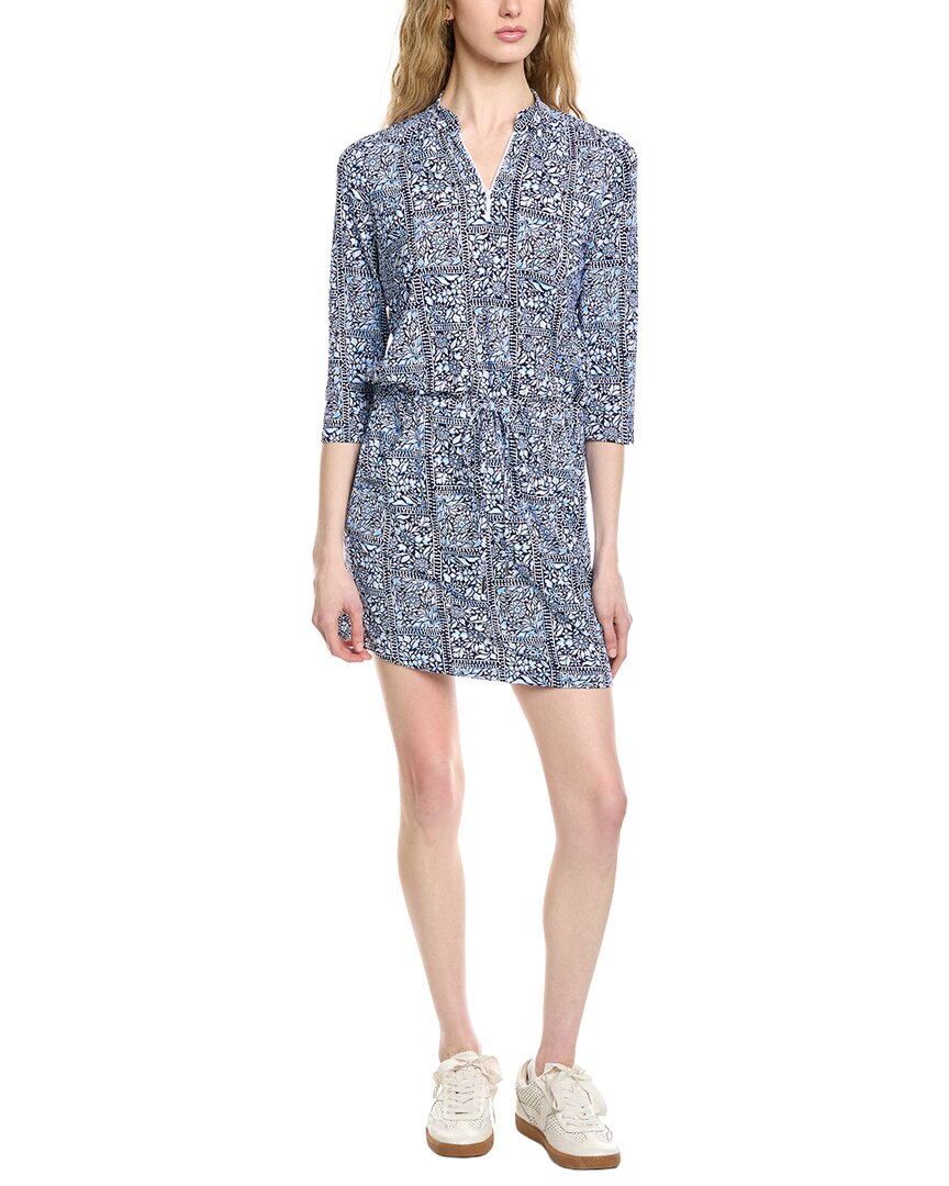 Ibkul 3/4-sleeve Drawstring Dress In Blue