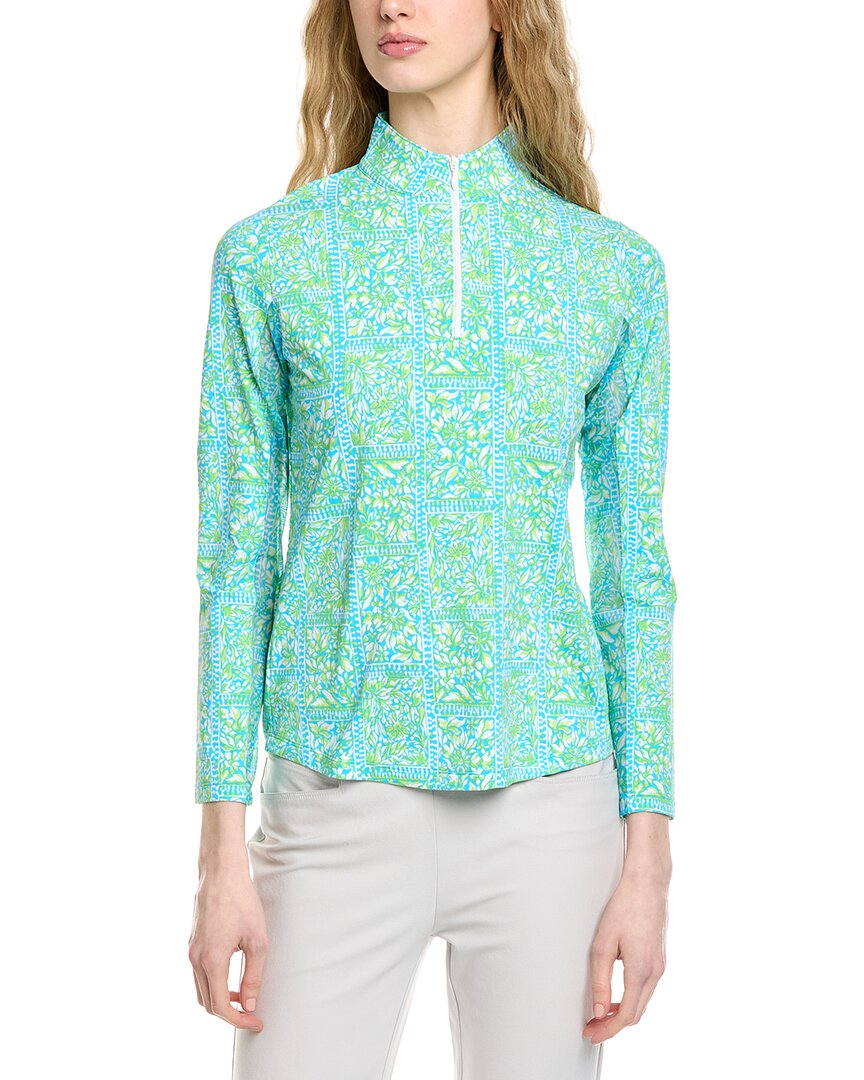 Ibkul Long Sleeve Mock Neck Top In Blue