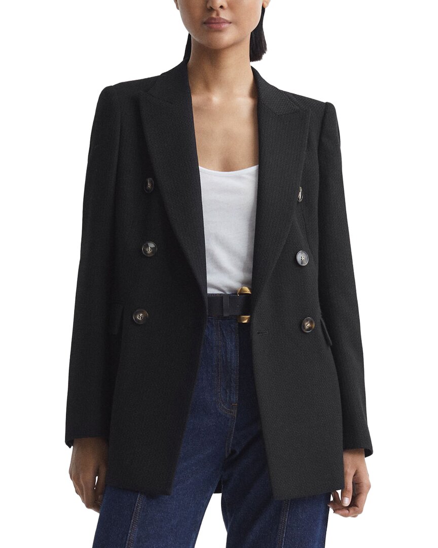 Reiss Petite Lana Wool-blend Twill Jacket In Black