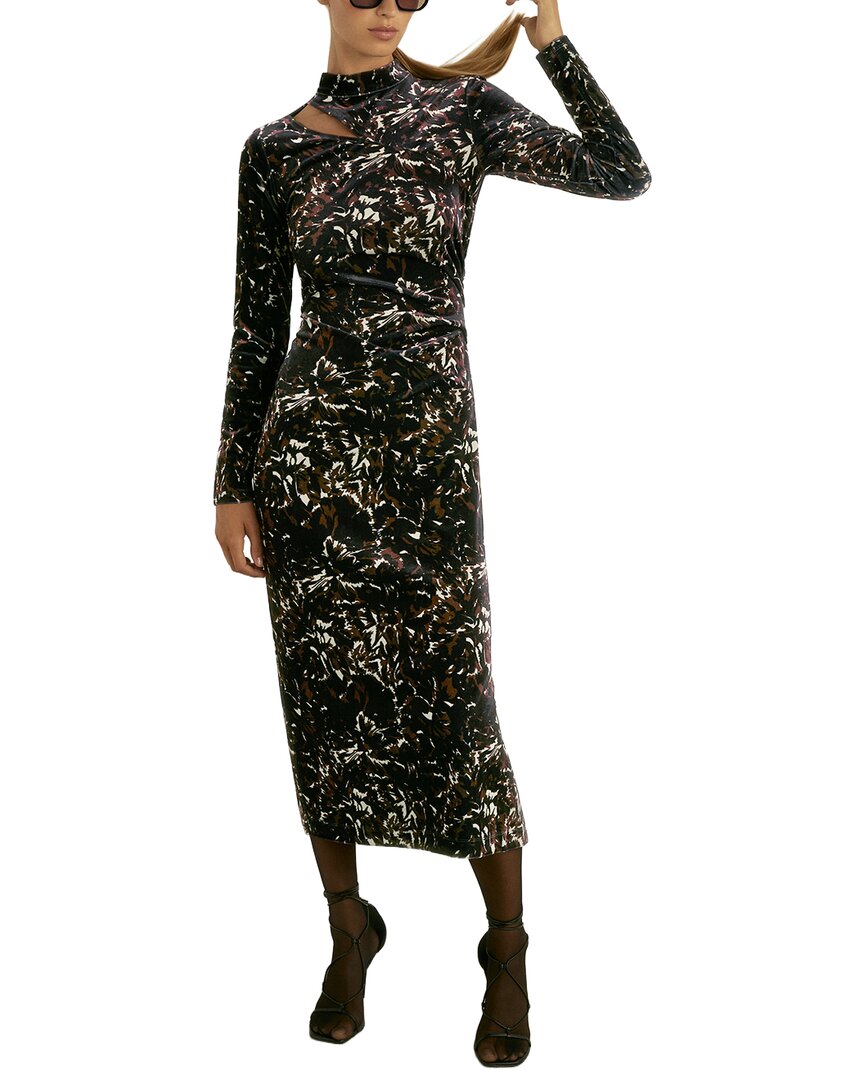 Reiss Sonya Velvet Print Midi Dress