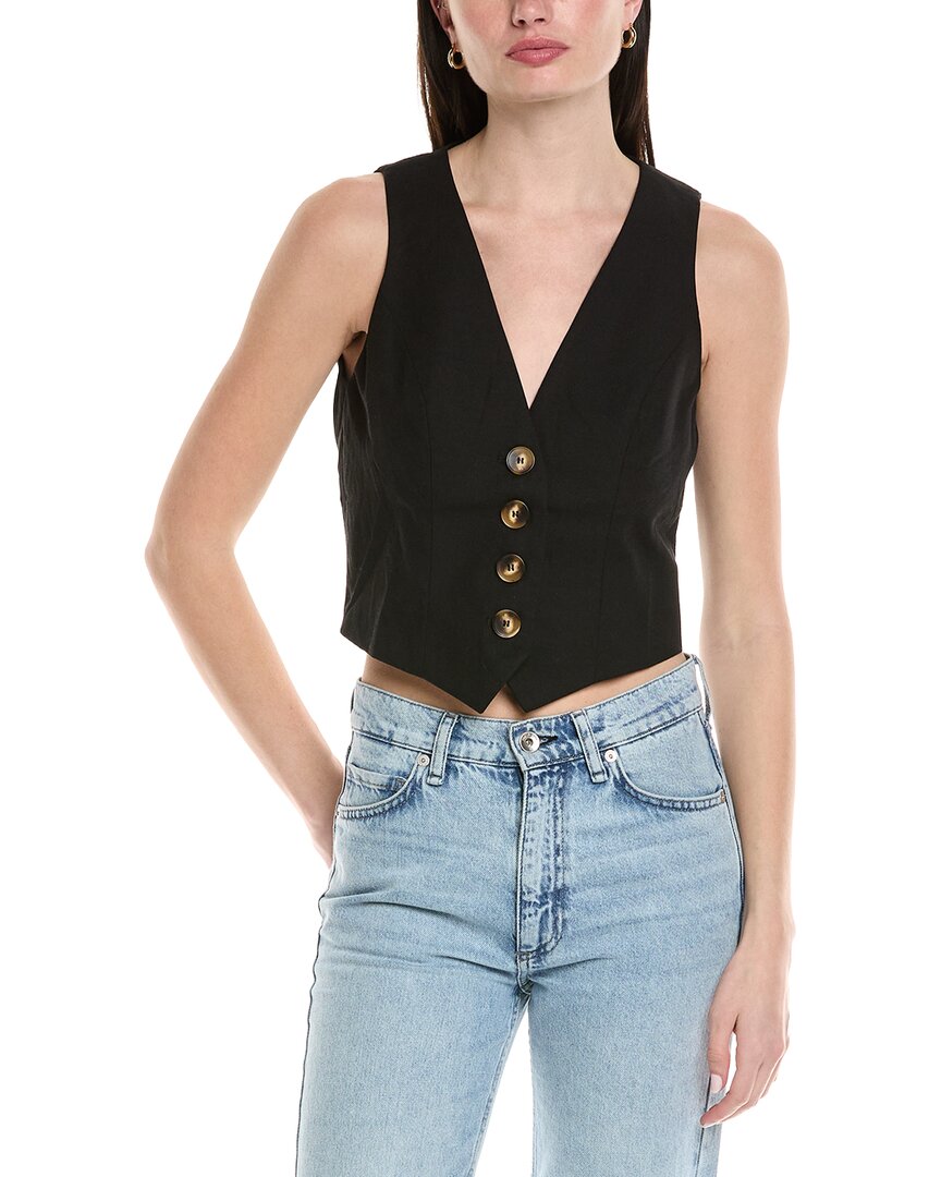 Seraphina Linen-blend Vest In Black