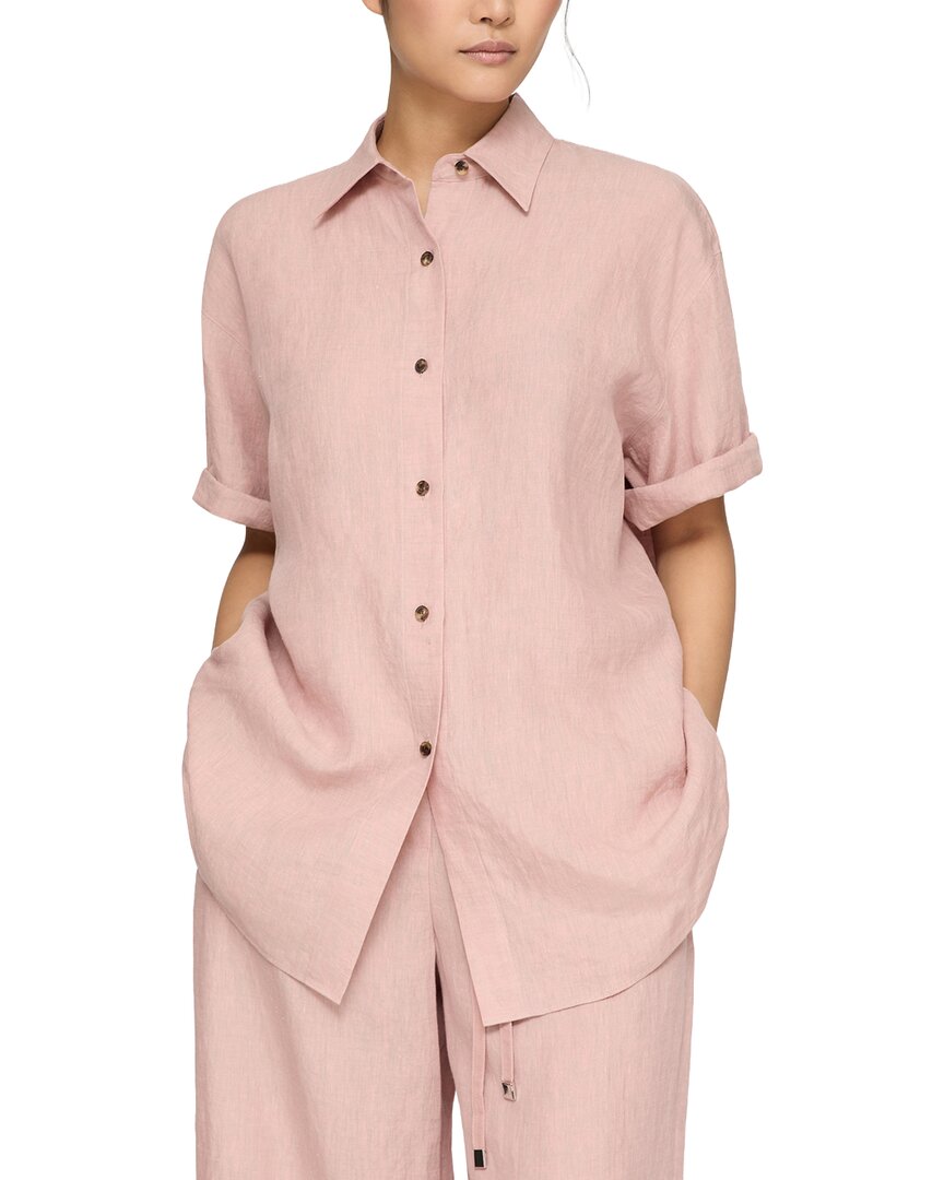 Lafayette 148 New York Drop Shoulder Button Oversized Blouse In Pink
