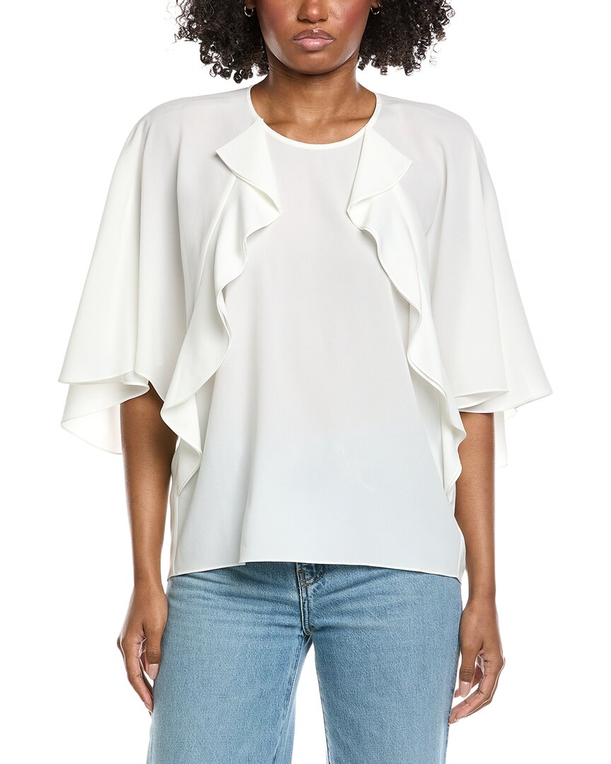 Frame Denim Ruffle Blouse In White