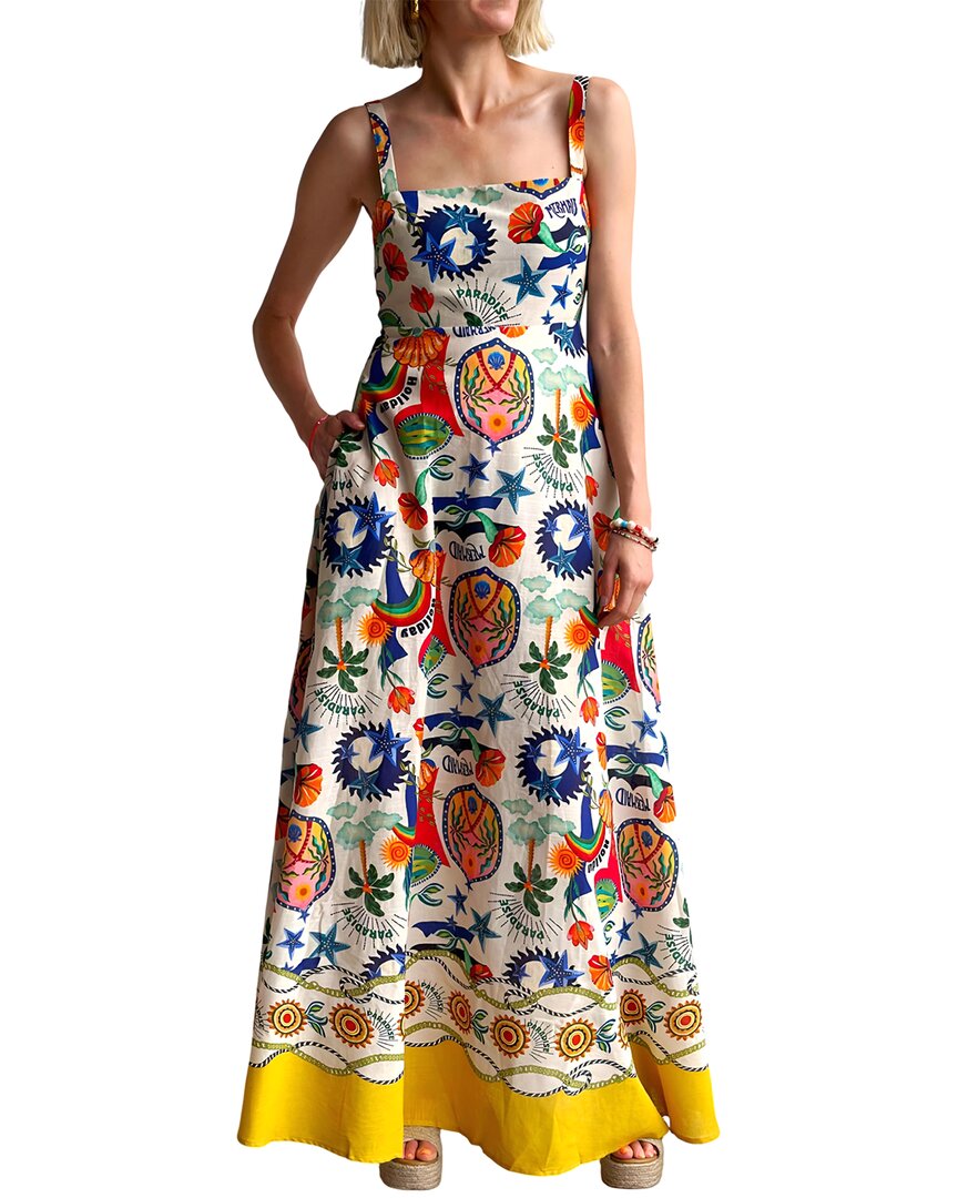 Esea Amina Glam Linen-blend Maxi Dress In Multicolor