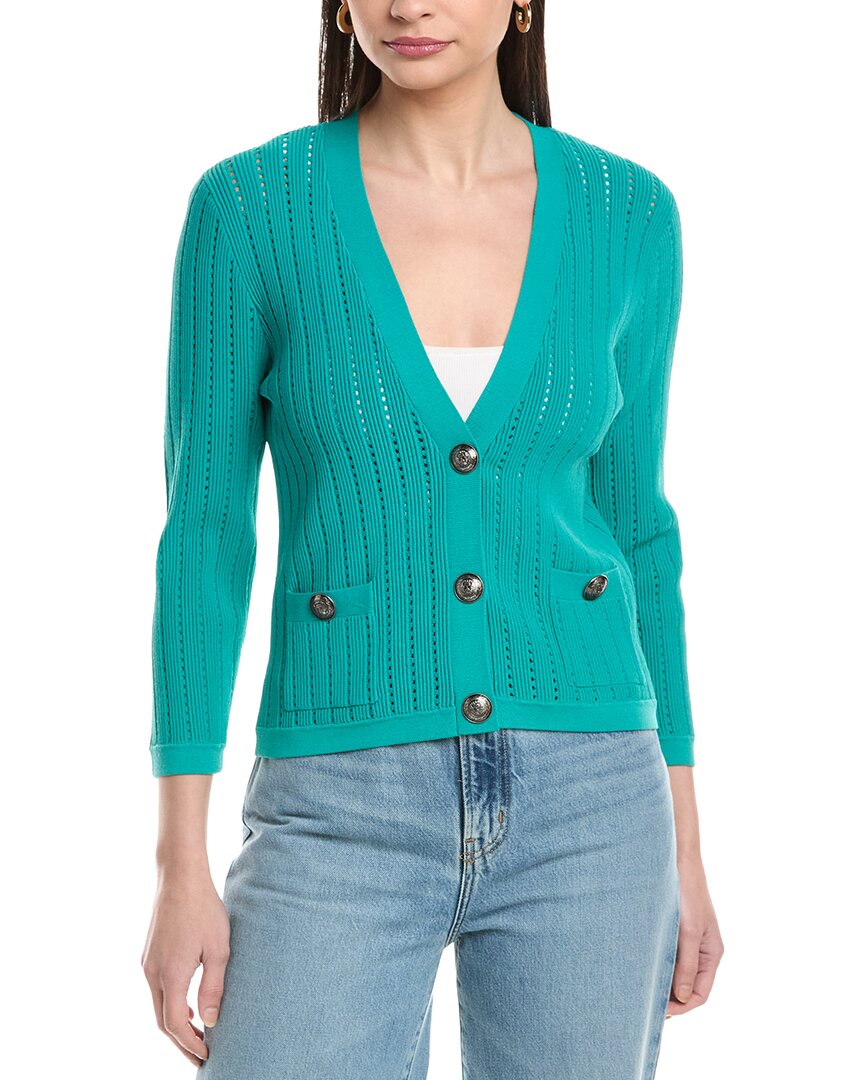 L'agence Irvin Pointelle Cardigan In Green