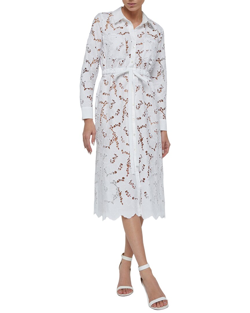 L'agence Emilio Midi Shirtdress In White