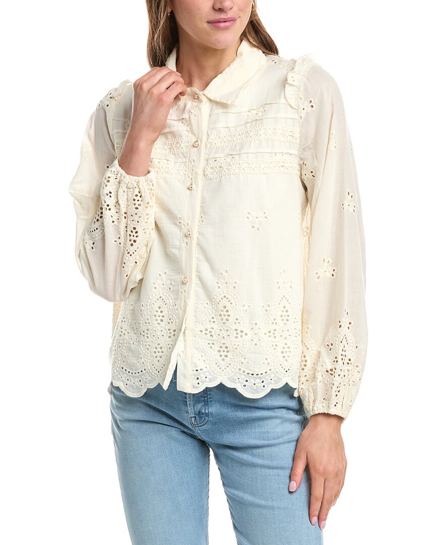 Colette Rose Button Front Top In White