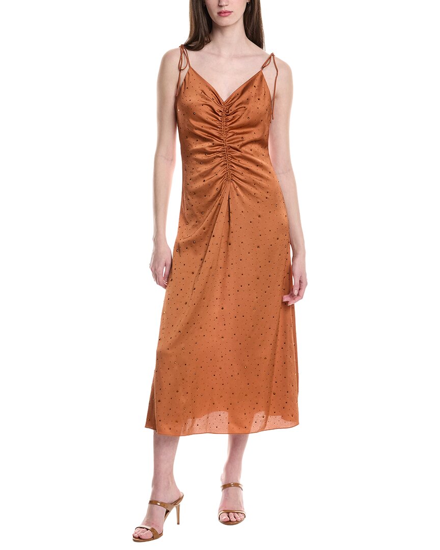Sandro Woven Midi Dress In Red
