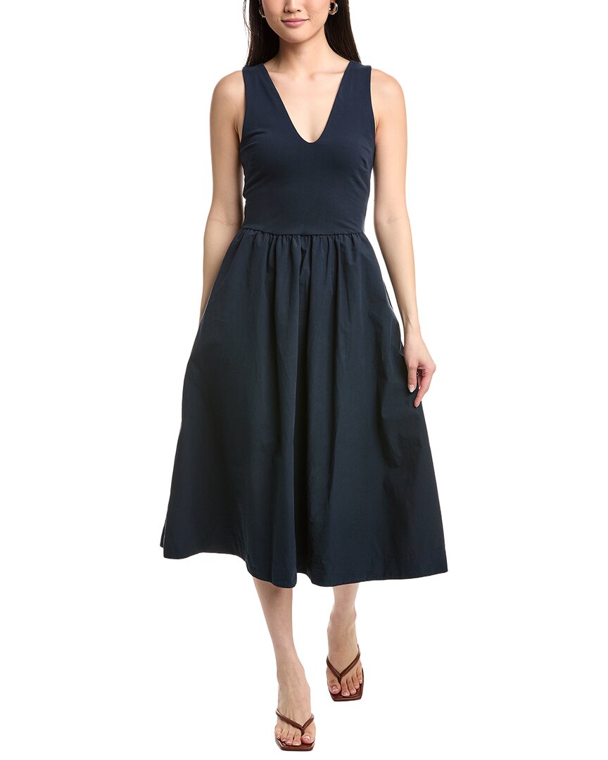 Nation Ltd Daria V-neck Midi Dress In Blue
