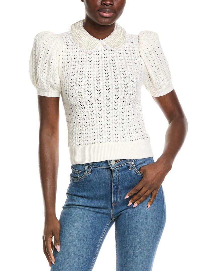 Alice And Olivia Alice + Olivia Chase Puff Sleeve Sweater In White