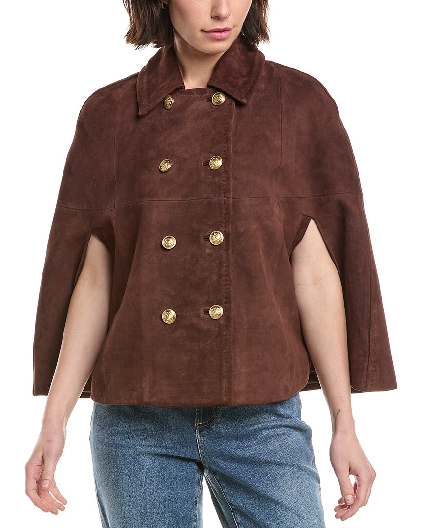 Alice And Olivia Alice + Olivia Reynalda Suede Mini Cape In Brown