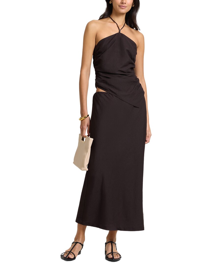 Onia Linen-blend Midi Skirt In Brown