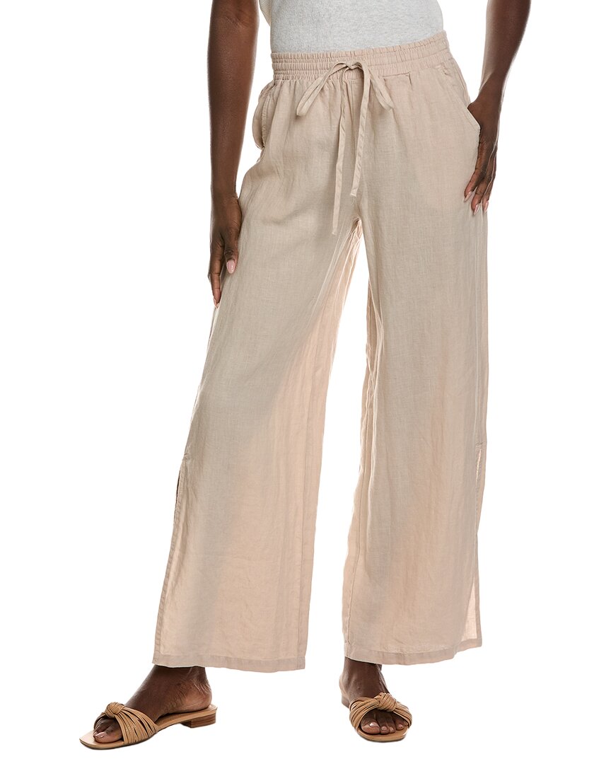 Bella Dahl Side Slit Linen Wide Leg Pant In Lnsnd-linen Sand