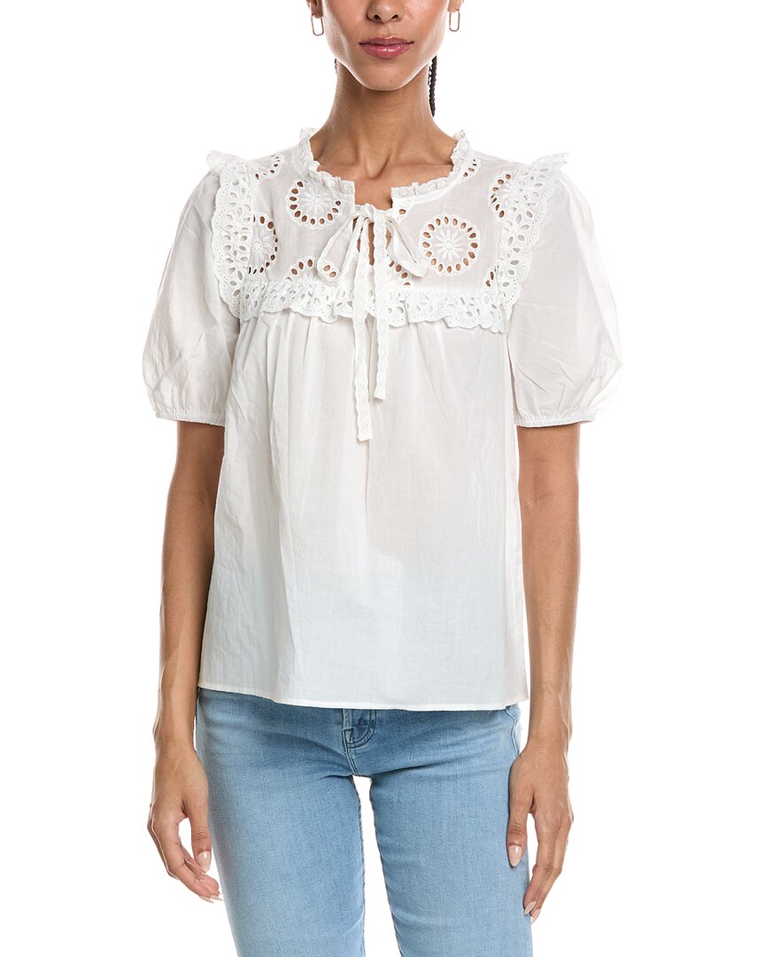Abbey Short Sleeve Top In White