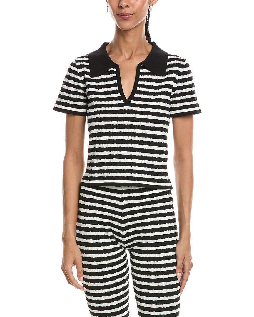 Abbey Short Sleeve Polo Top In Black