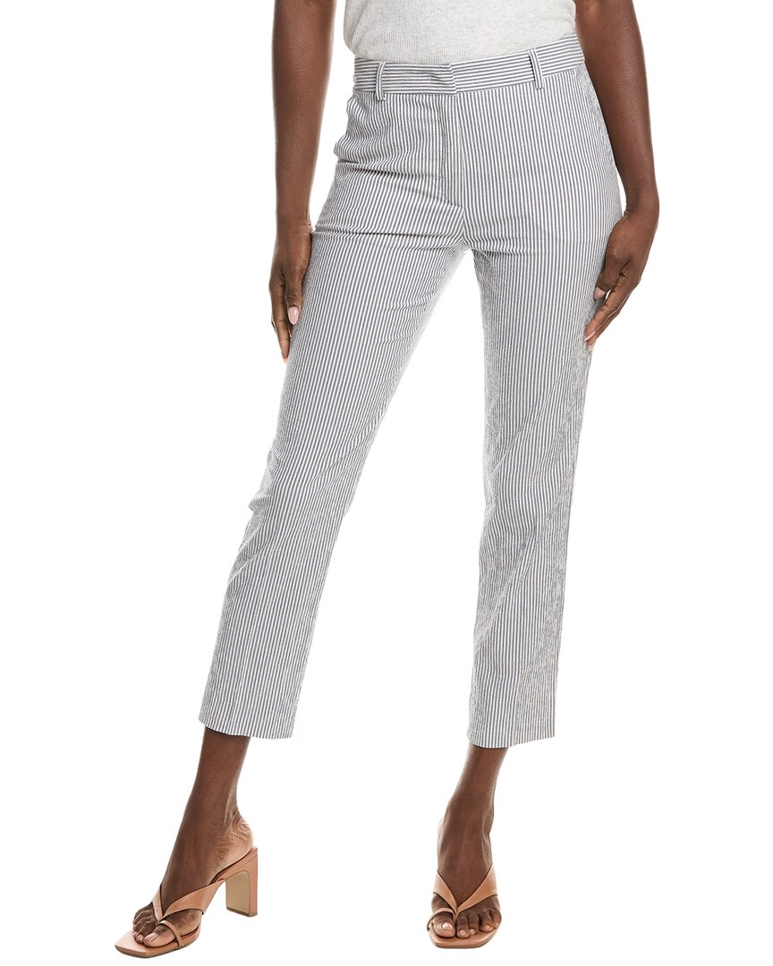 Max Mara Weekend Seersucker Cropped Cigarette Pant In Blue