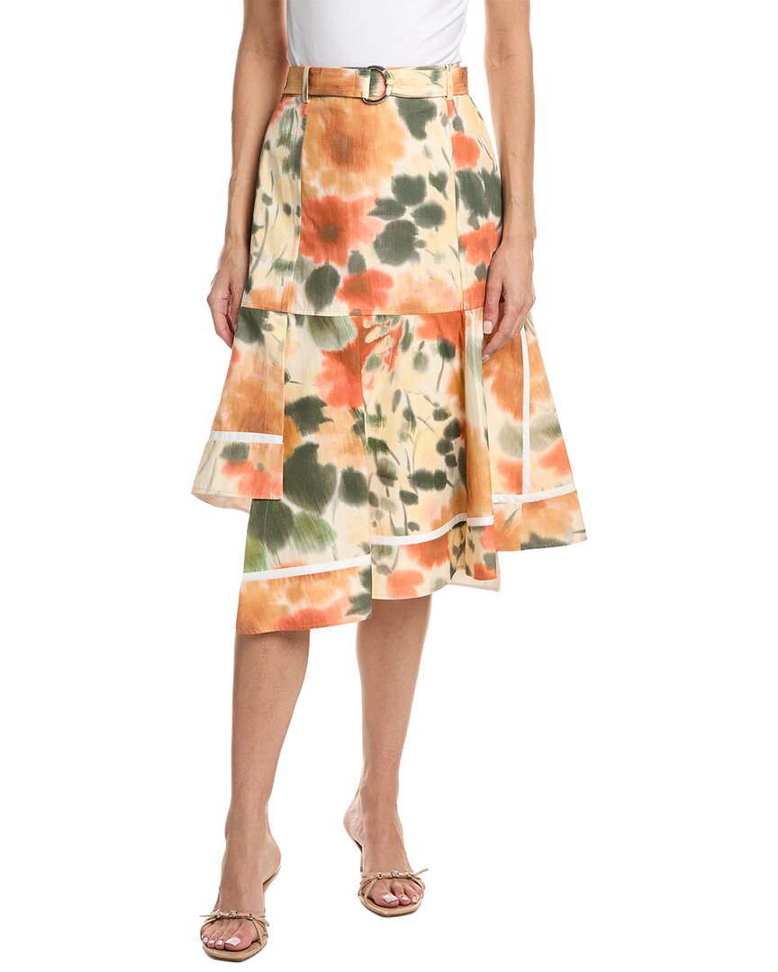 3.1 Phillip Lim Blurred Marigold Asymmetric Panel Skirt In Ma704-marigold Multi