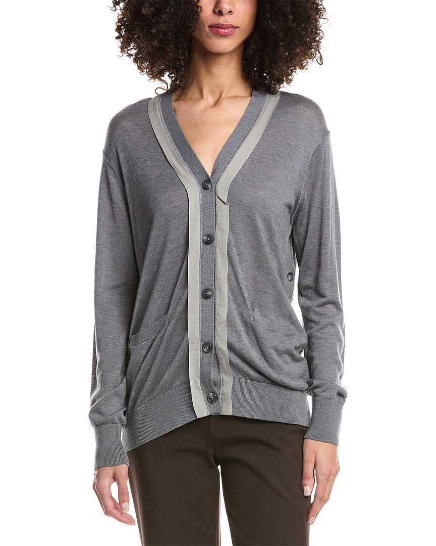 3.1 Phillip Lim Faux Layered Wool & Silk-blend Cardigan In Gray