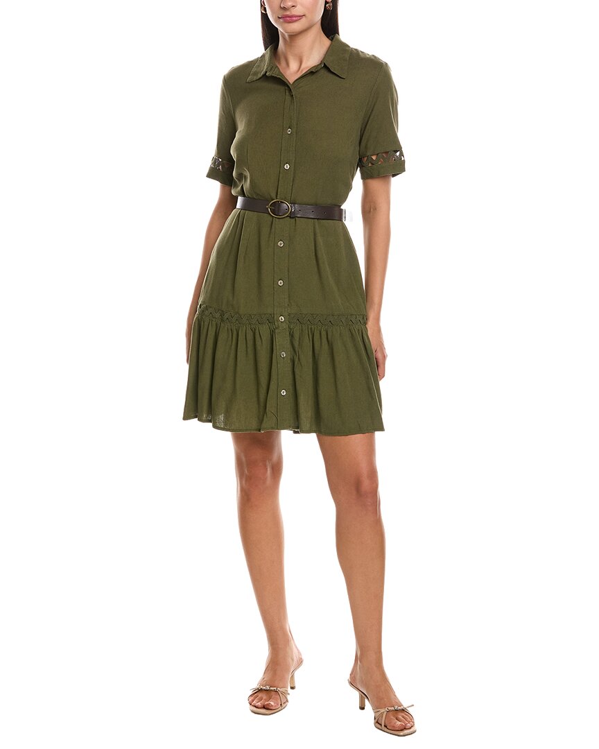 Nanette Lepore Nanette  Linen-blend Mini Dress In Green