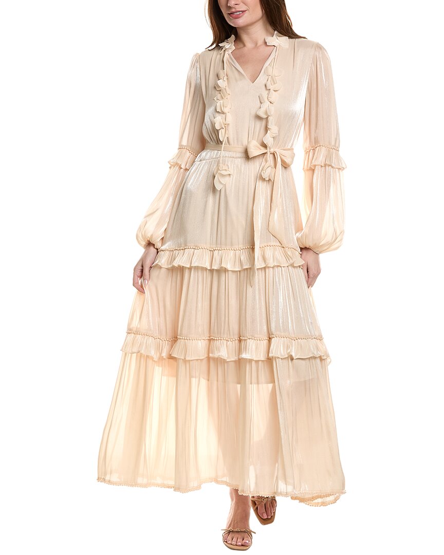 Beulah Long Sleeve Midi Dress In White