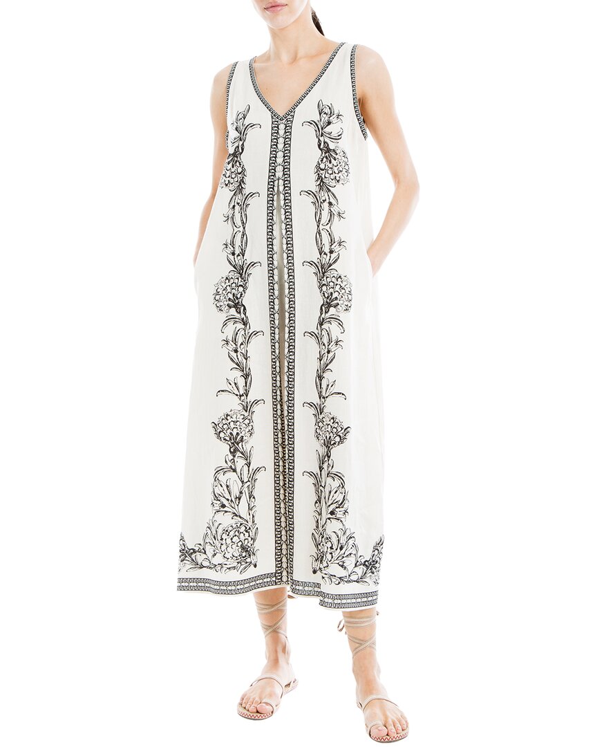 Max Studio V-Neck Linen-Blend Maxi Dress Women's | eBay