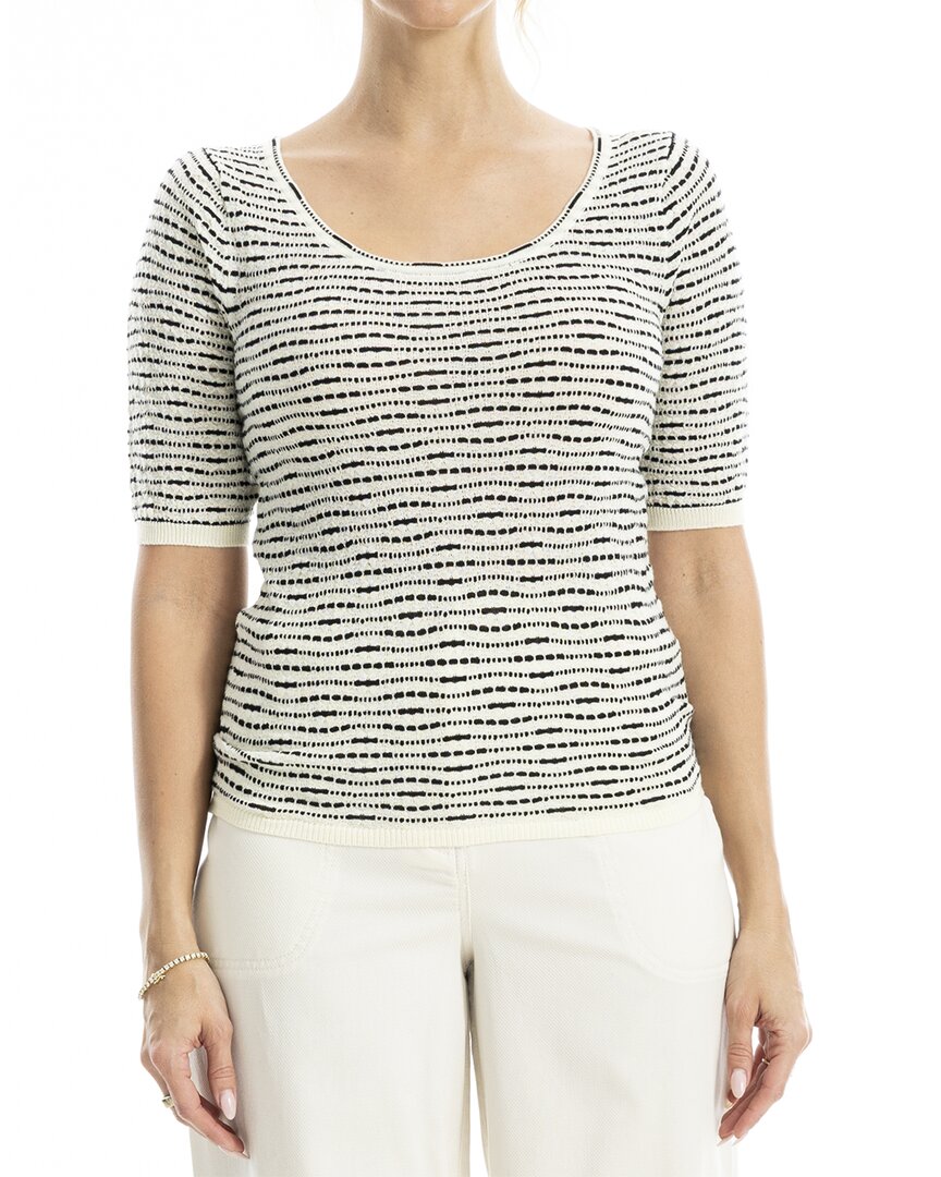 Max Studio Pattern Elbow Sleeve Sweater In White