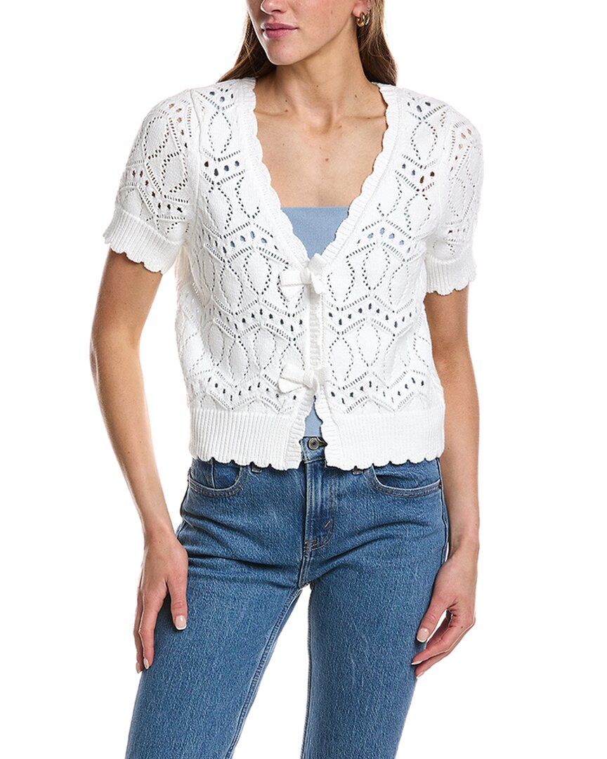 Design History V-neck Bow Cardigan In White