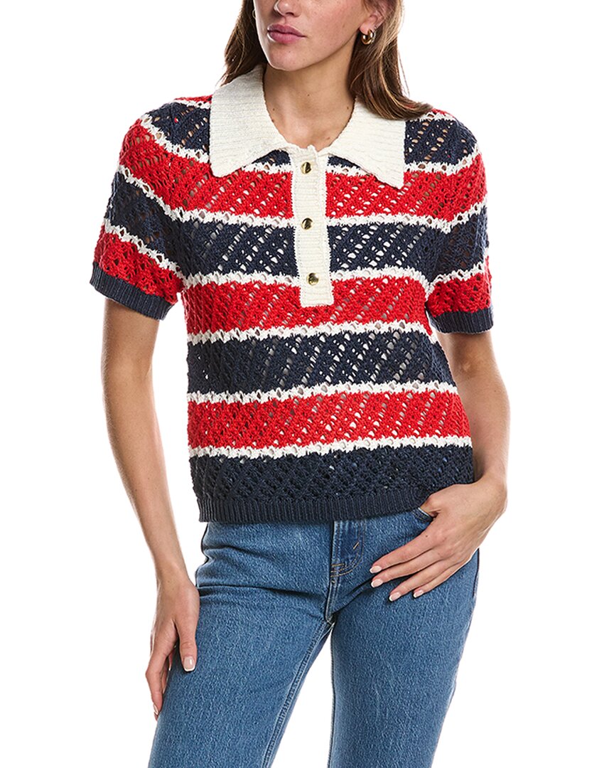 Design History Striped Polo Sweater In Navy