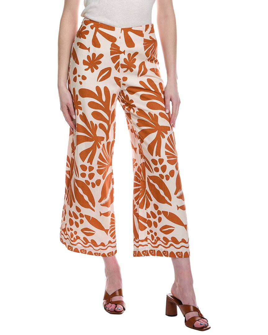 Lost + Wander Tropical Dream Linen-blend Pant In Brown