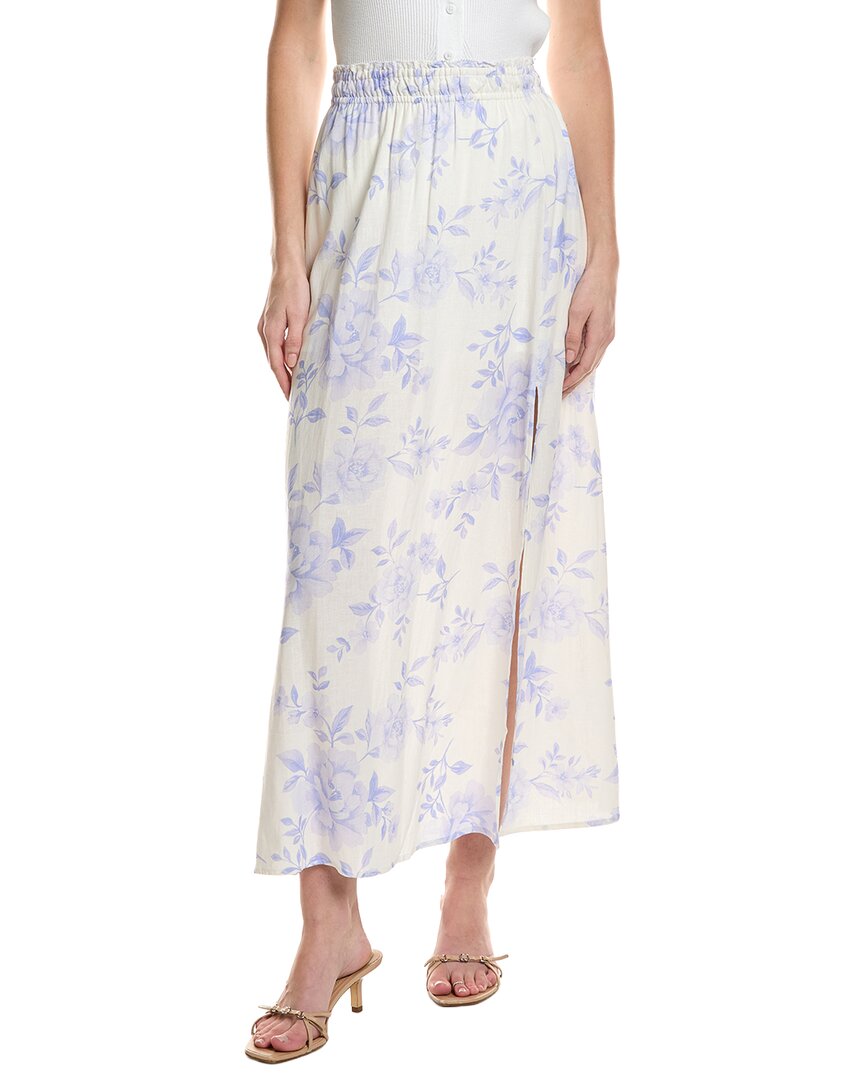 Saltwater Luxe Linen-blend Floral Midi Skirt In White