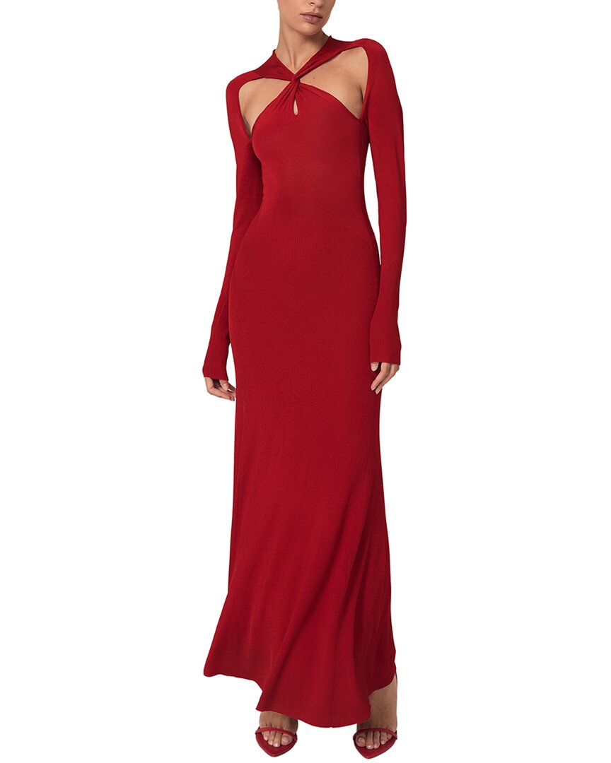 Reiss Womens Red Vivienne Cut-out Knitted Midi Dress