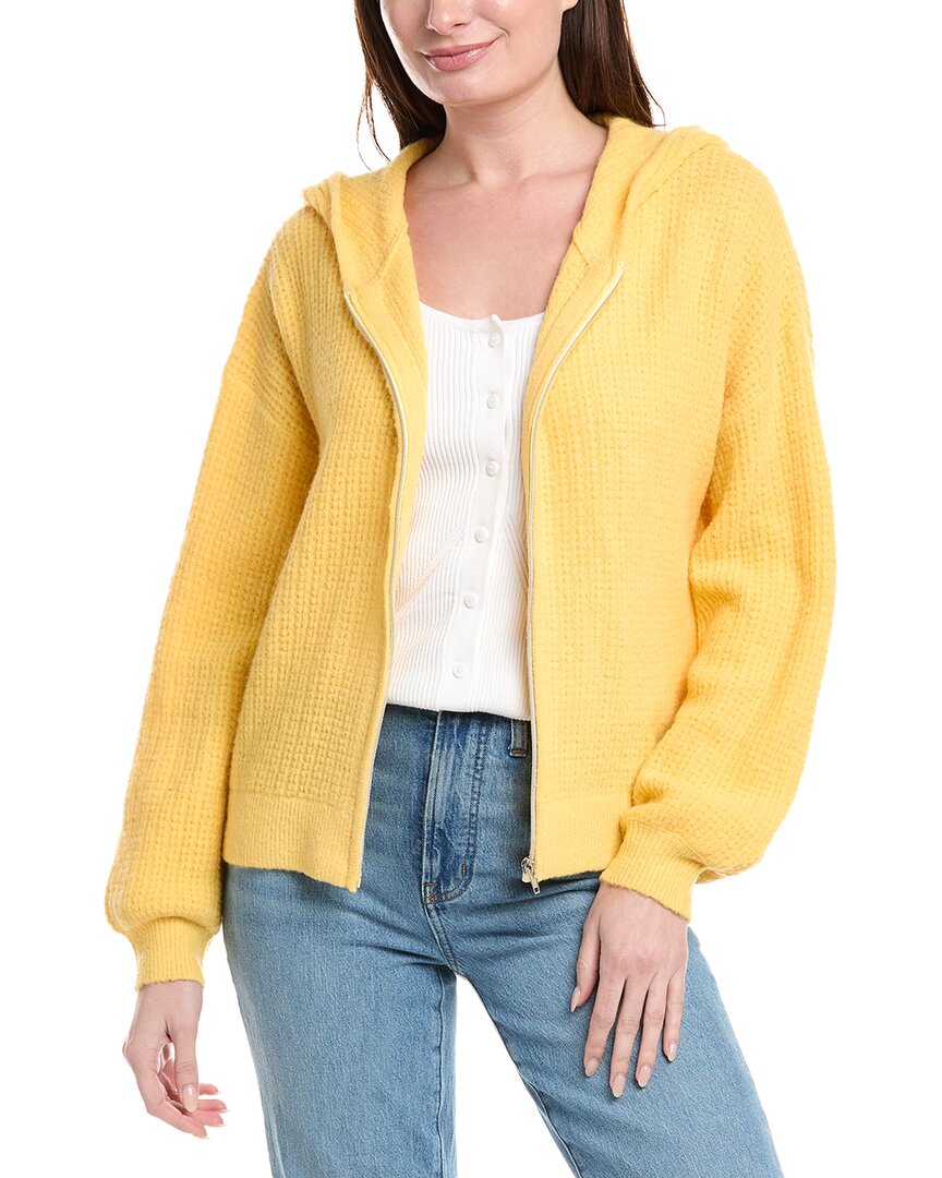 Labiz Lalamia Zip Knit Wool & Alpaca-blend Hoodie Jacket In Yellow