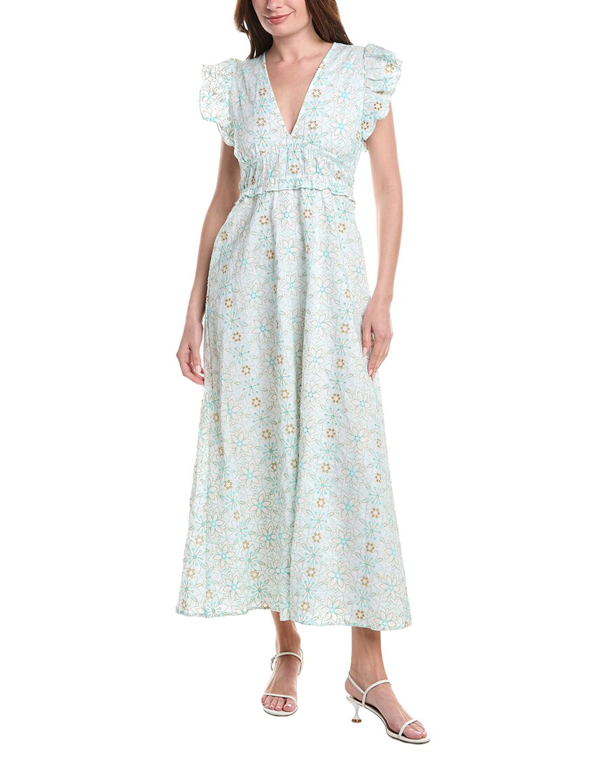 Sail To Sable V-neck Flutter Sleeve Maxi Dress In Green
