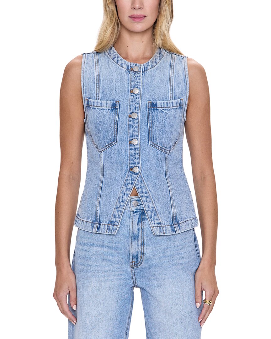 Pistola Gia Fitted Collarless Vest In Blue
