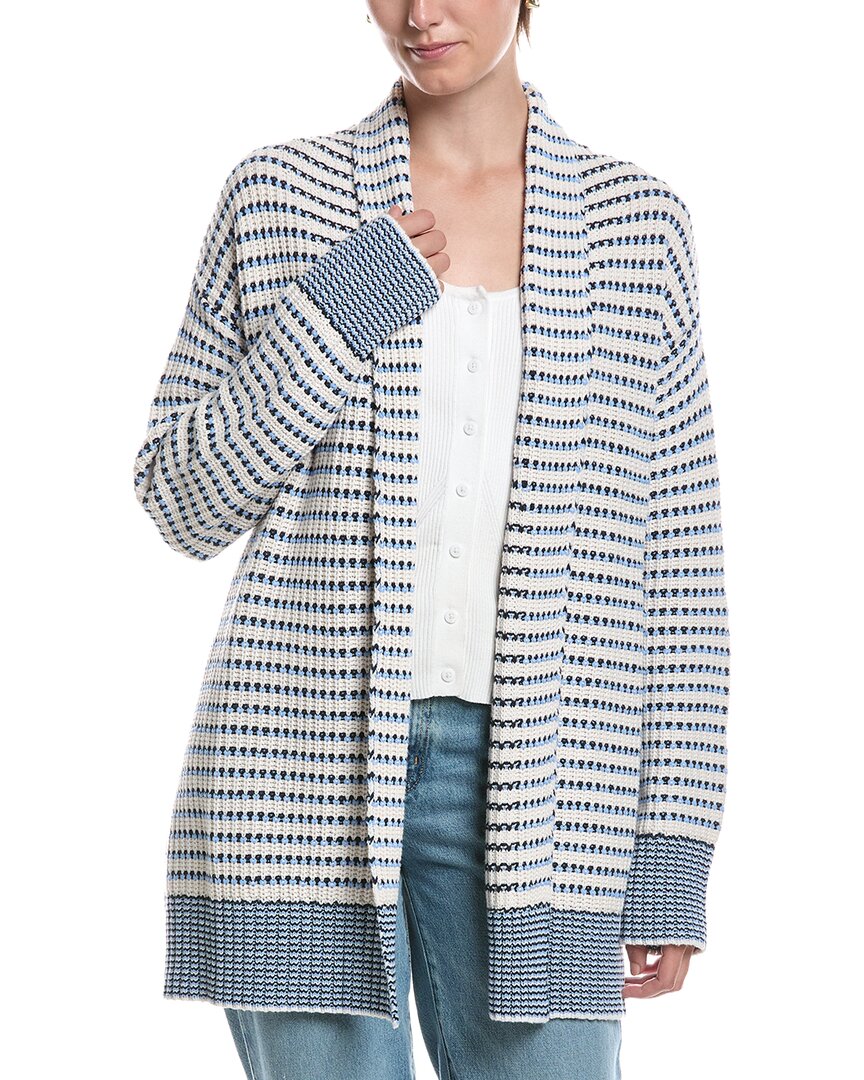 Splendid Stripe Open Front Cardigan In Gray