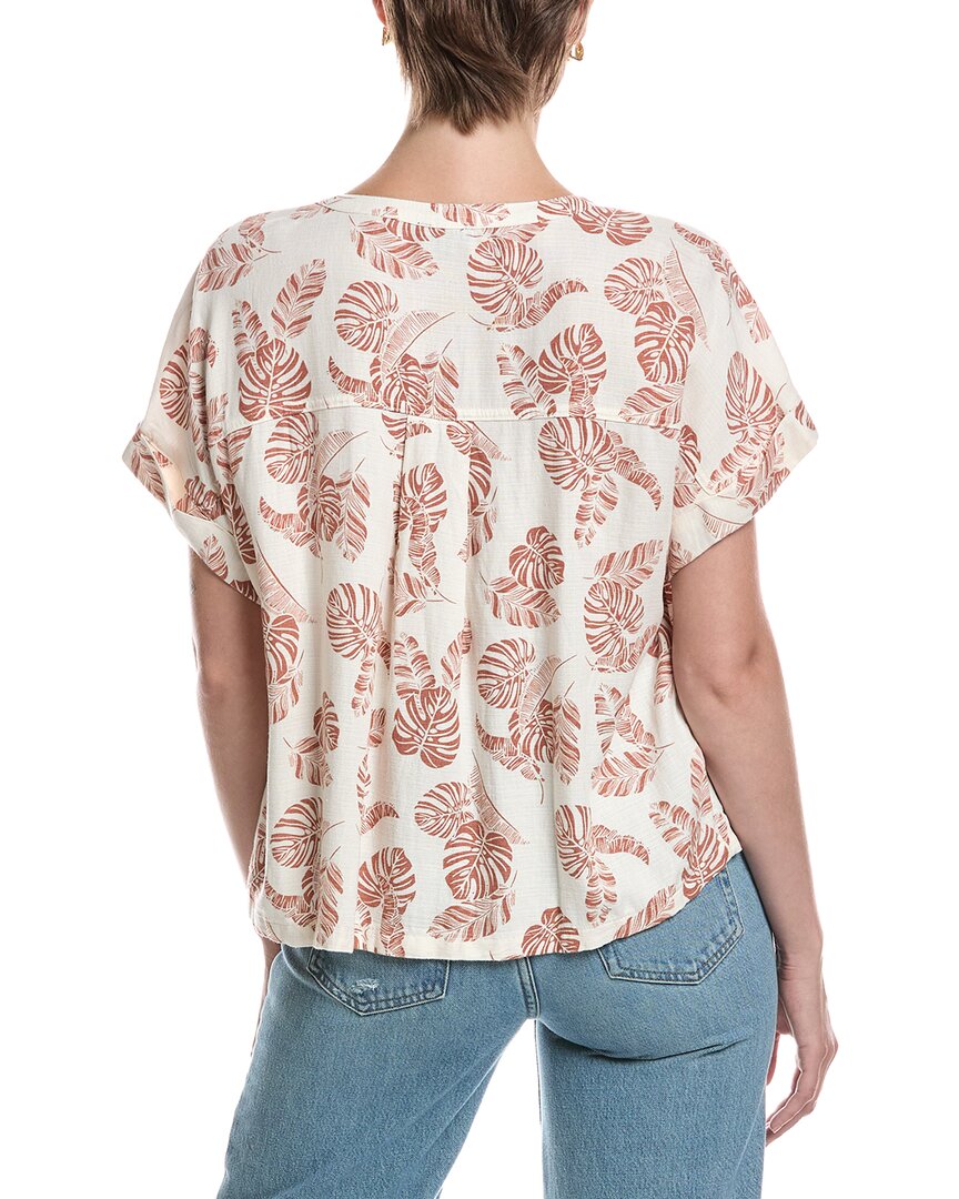 Splendid Short Sleeve Button-up Top In White