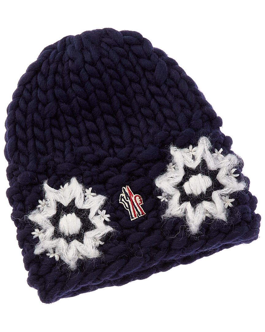 Moncler Wool-blend Beanie In Blue