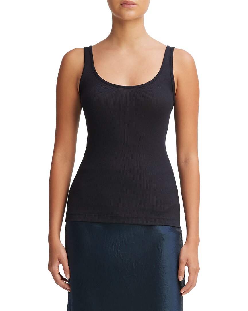 Vince Basic Ribbed Vest In Blue