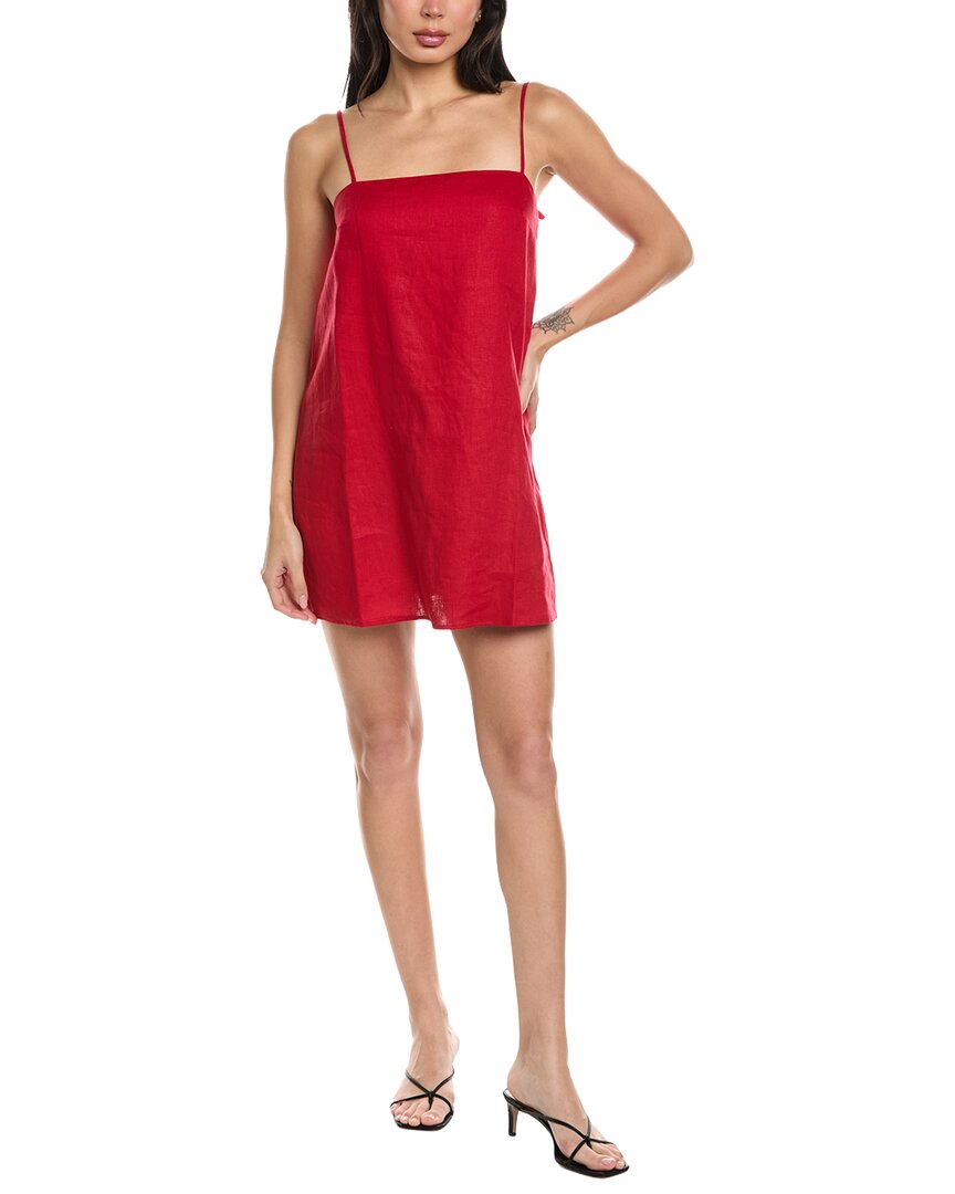 Seraphina Sleeveless Linen Mini Dress In Red