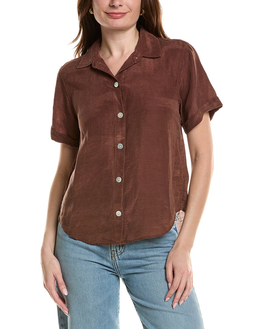 Bella Dahl Cuffed Short Sleeve Linen-blend Shirt