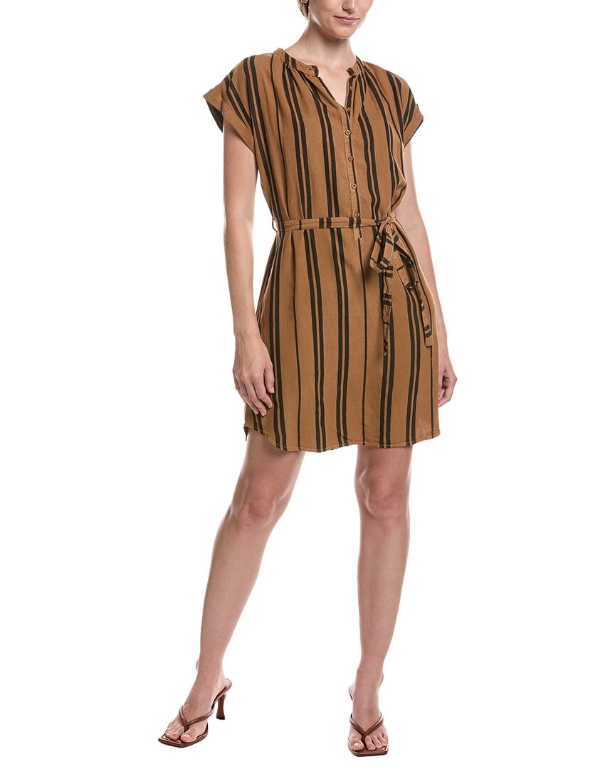 Bella Dahl Linen-blend Belted Mini Dress In Brown