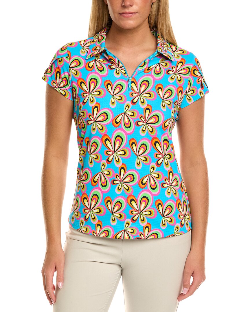 Ibkul Tulip Sleeve Polo Top In Blue